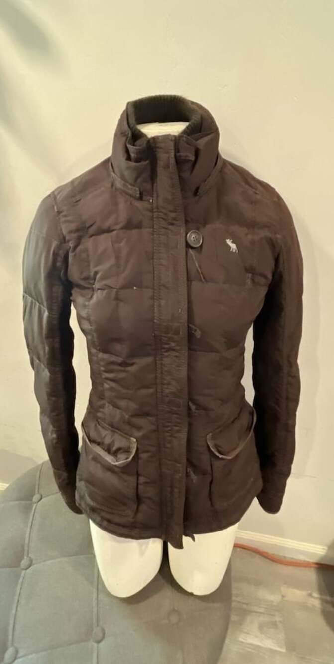 Abercrombie & Fitch Quilted Down Jacket Brown Winter Coat